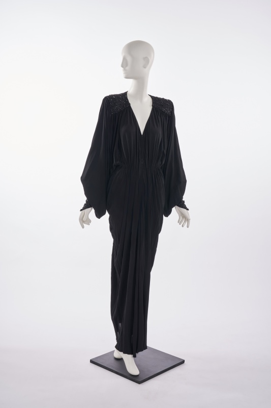 A Yuki beaded black jersey dress, 1980s