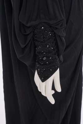 A Yuki beaded black jersey dress, 1980s - 5