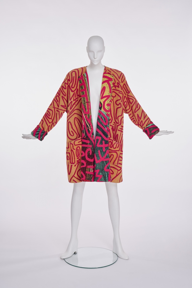 A Stephen Sprouse Keith Haring print wool coat, 'Burnout 88' collection, Spring-Summer 1988