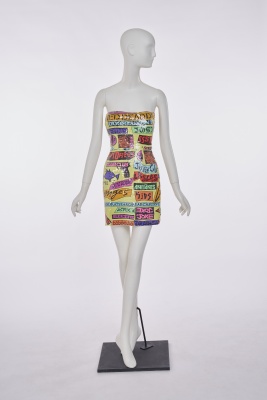 A Stephen Sprouse sequined 'Scrambled Rock' print nylon mini dress, 'Burnout 88' collection, Spring-Summer 1988
