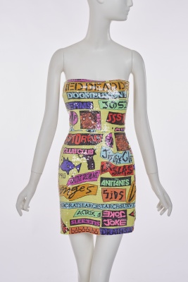 A Stephen Sprouse sequined 'Scrambled Rock' print nylon mini dress, 'Burnout 88' collection, Spring-Summer 1988 - 3