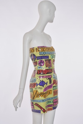 A Stephen Sprouse sequined 'Scrambled Rock' print nylon mini dress, 'Burnout 88' collection, Spring-Summer 1988 - 4