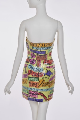 A Stephen Sprouse sequined 'Scrambled Rock' print nylon mini dress, 'Burnout 88' collection, Spring-Summer 1988 - 5