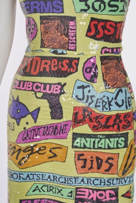 A Stephen Sprouse sequined 'Scrambled Rock' print nylon mini dress, 'Burnout 88' collection, Spring-Summer 1988 - 6