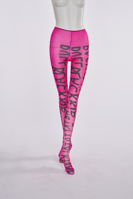 A pair of Stephen Sprouse pink and black printed nylon tights, Autumn-Winter 1984-85 - 3