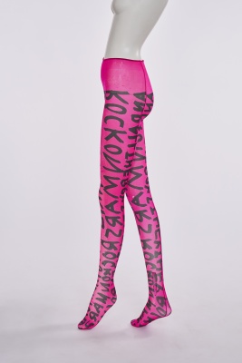A pair of Stephen Sprouse pink and black printed nylon tights, Autumn-Winter 1984-85 - 4