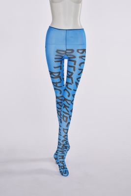 A pair of Stephen Sprouse blue and black printed nylon leggings, Autumn-Winter 1984-85 - 3