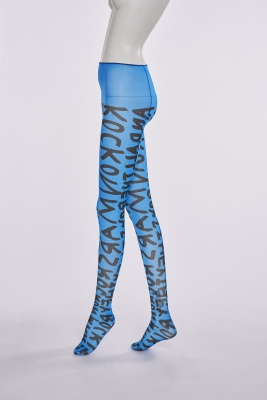 A pair of Stephen Sprouse blue and black printed nylon leggings, Autumn-Winter 1984-85 - 4