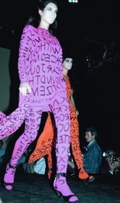 A pair of Stephen Sprouse blue and black printed nylon leggings, Autumn-Winter 1984-85 - 5