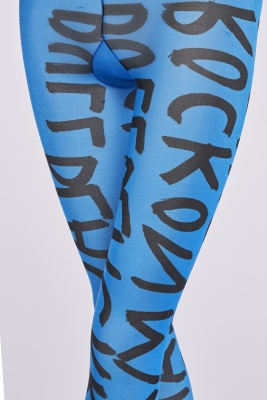 A pair of Stephen Sprouse blue and black printed nylon leggings, Autumn-Winter 1984-85 - 8