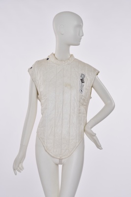A Devo quilted Tyvek 'Action Vest' from the 'New Traditionalists' tour, 1981