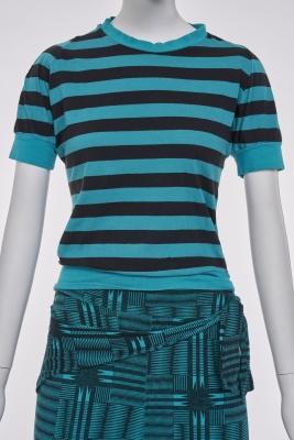 A BodyMap printed turquoise cotton jersey ensemble, 'Barbee takes a trip ...' collection, Spring-Summer 1985 - 4