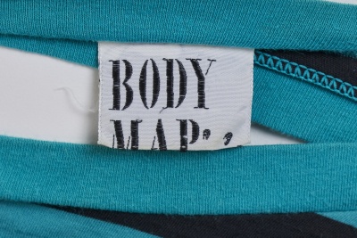 A BodyMap printed turquoise cotton jersey ensemble, 'Barbee takes a trip ...' collection, Spring-Summer 1985 - 5