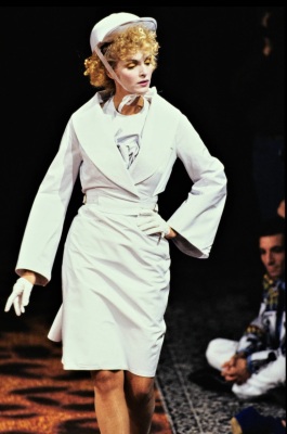 A Vivienne Westwood grey leather ensemble, 'Caf&eacute; Society' collection, Spring-Summer 1994 - 2