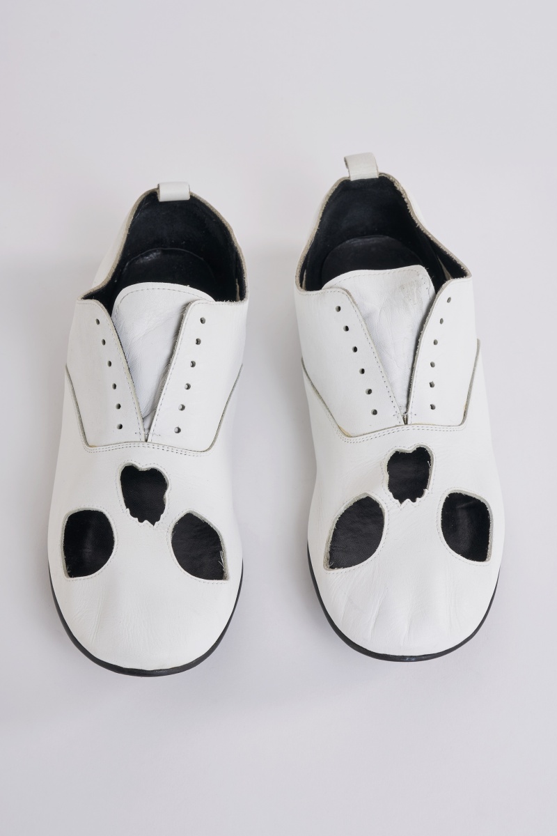 A pair of Comme des Gar&ccedil;ons men's white leather skull shoes, Spring-Summer 2011