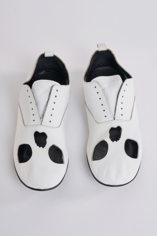 A pair of Comme des Gar&ccedil;ons men's white leather skull shoes, Spring-Summer 2011