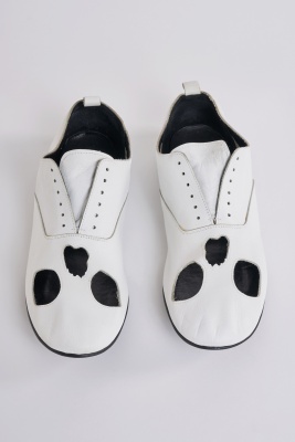 A pair of Comme des Gar&ccedil;ons men's white leather skull shoes, Spring-Summer 2011