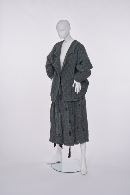 A rare Westwood/McLaren blue-grey cotton ensemble, 'Punkature (Hobo)' collection, Spring-Summer 1983 - 4