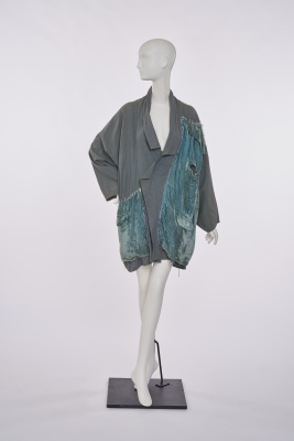 A rare Westwood/McLaren blue-grey cotton and velvet shirt, 'Punkature (Hobo)' collection, Spring-Summer 1983