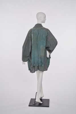 A rare Westwood/McLaren blue-grey cotton and velvet shirt, 'Punkature (Hobo)' collection, Spring-Summer 1983 - 4