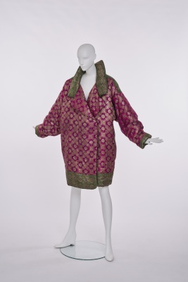 A Norma Kamali Indian brocaded silk padded cocoon coat, 1980s - 2