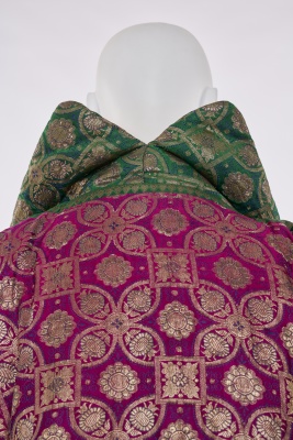 A Norma Kamali Indian brocaded silk padded cocoon coat, 1980s - 6