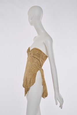 A Norma Kamali leopard print ultra-suede 'cave-girl' dress, 1980s - 3