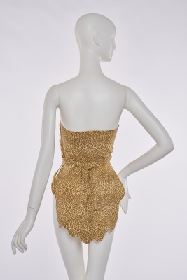 A Norma Kamali leopard print ultra-suede 'cave-girl' dress, 1980s - 4
