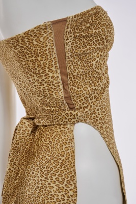 A Norma Kamali leopard print ultra-suede 'cave-girl' dress, 1980s - 5