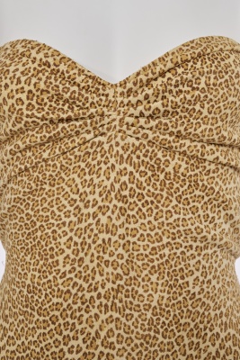 A Norma Kamali leopard print ultra-suede 'cave-girl' dress, 1980s - 6