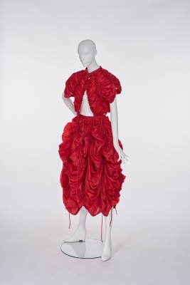 A Norma Kamali red nylon parachute ensemble, circa 1977 - 2