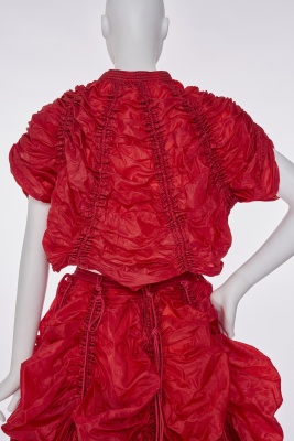 A Norma Kamali red nylon parachute ensemble, circa 1977 - 8