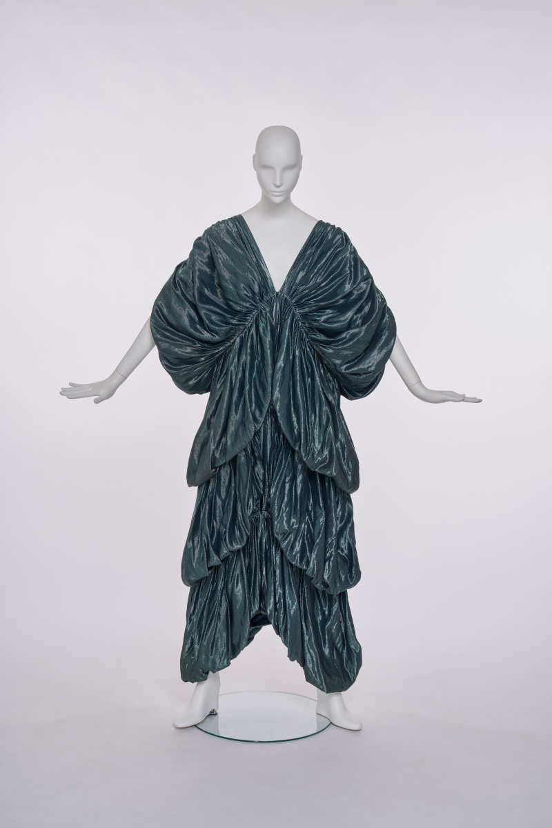 A Norma Kamali green lam&eacute; evening gown, circa 1977