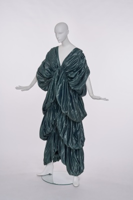 A Norma Kamali green lam&eacute; evening gown, circa 1977 - 2