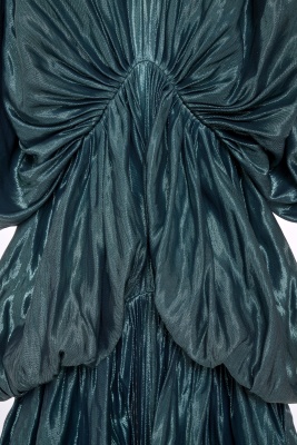 A Norma Kamali green lam&eacute; evening gown, circa 1977 - 8