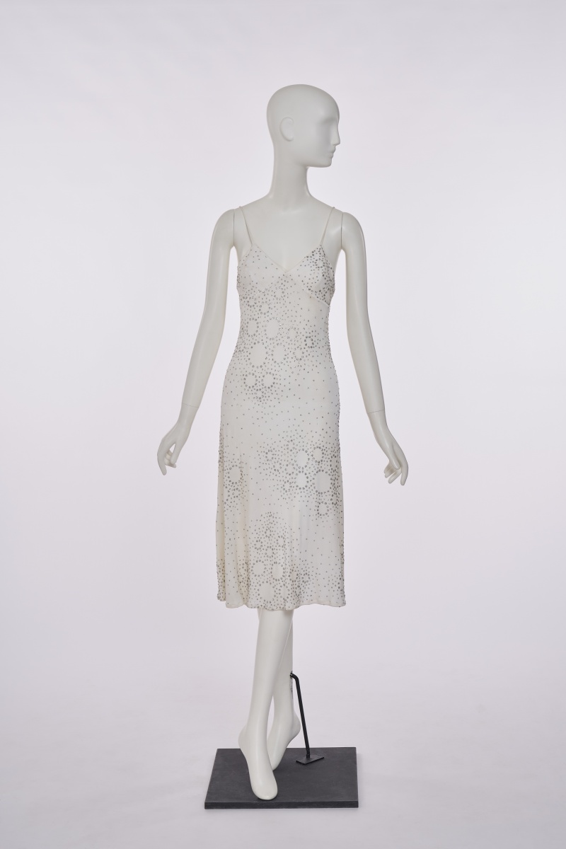 An Ossie Clark glittery white jersey dress, circa 1979