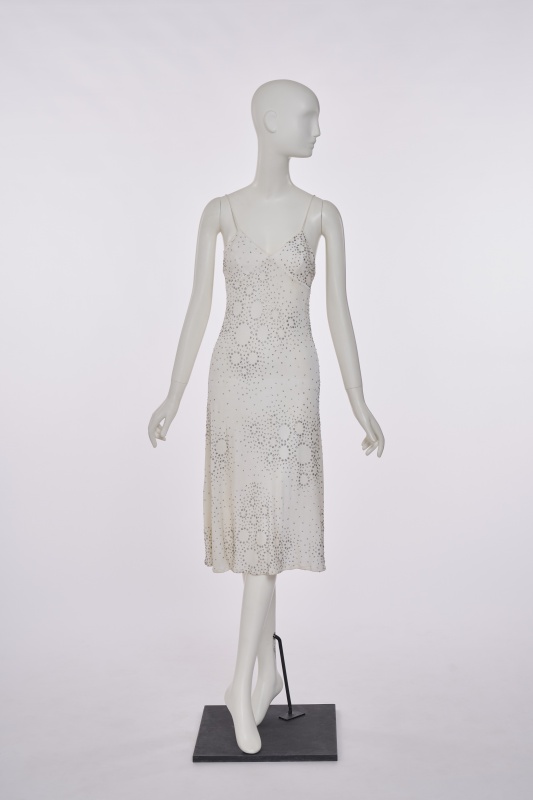 An Ossie Clark glittery white jersey dress, circa 1979