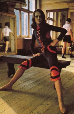 A Mr Freedom black and orange baseball suit, designed by Diana Crawshaw, 1971 - 2