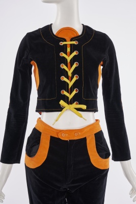 A Mr Freedom black and orange baseball suit, designed by Diana Crawshaw, 1971 - 7
