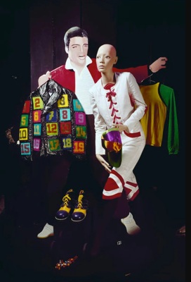 A Mr Freedom black and orange baseball suit, designed by Diana Crawshaw, 1971 - 8