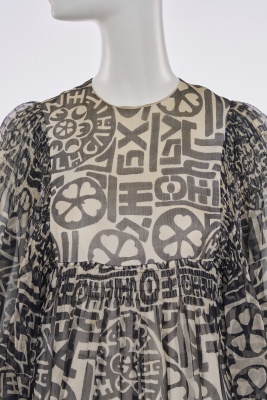 A Thea Porter black and white printed chiffon 'Faye' dress, 1970s - 5