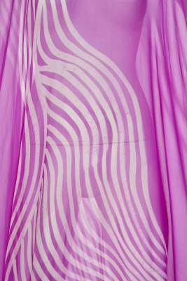 A Halston printed magenta and white batik effect chiffon caftan, circa 1975 - 6