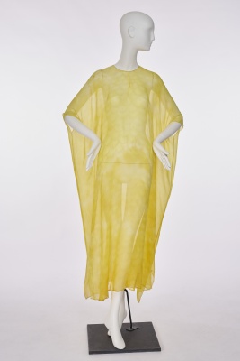 A Halston dappled yellow chiffon caftan, circa 1975