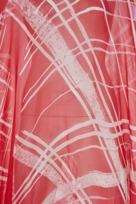 A Halston red and white printed chiffon caftan, circa 1975 - 6