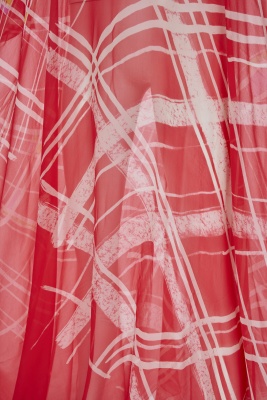 A Halston red and white printed chiffon caftan, circa 1975 - 7