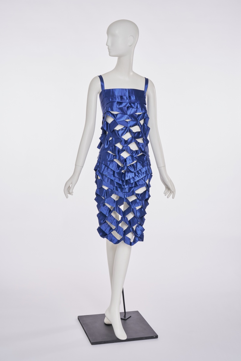 An Issey Miyake blue satin ribbon dress, Spring-Summer 1991