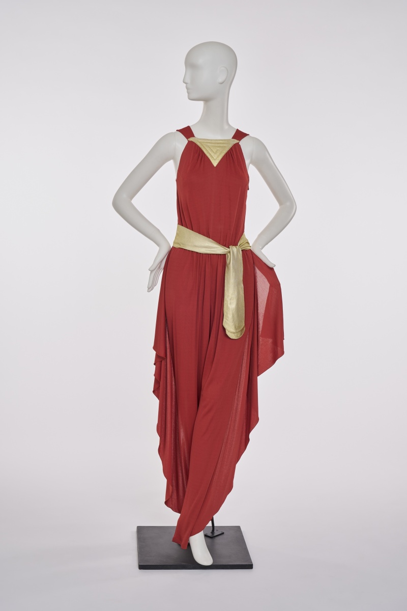 A Thierry Mugler brick red viscose jersey jumpsuit, circa 1978