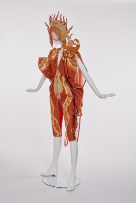 A rare and elaborate Kaisik Wong orange jumpsuit ensemble, 1970s - 2