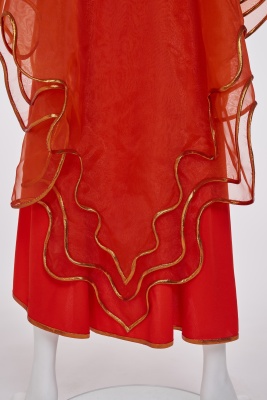 A rare Kaisik Wong orange jersey and organdie ensemble, 1970s - 7