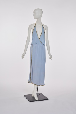 A Kaisik Wong blue jersey ensemble, 1970s - 2